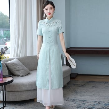 Cheongsam ruha, női kínai stílus, 2025 nyár, pamutfonal, fő anyag: kecskebőr