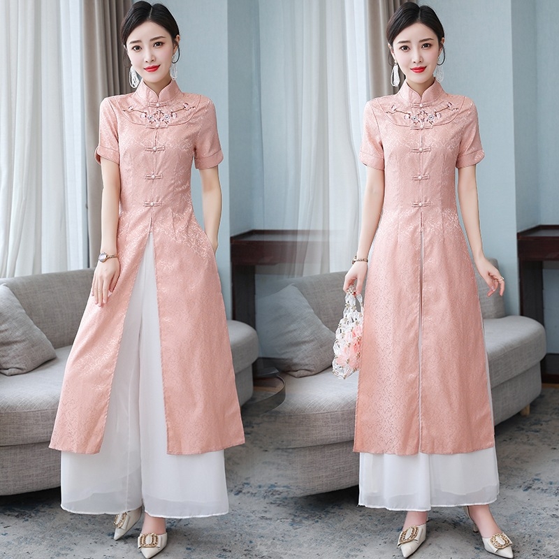 Cheongsam ruha, női kínai stílus, 2025 nyár, pamutfonal, fő anyag: kecskebőr