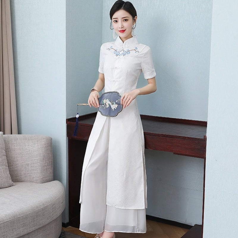 Cheongsam ruha, női kínai stílus, 2025 nyár, pamutfonal, fő anyag: kecskebőr