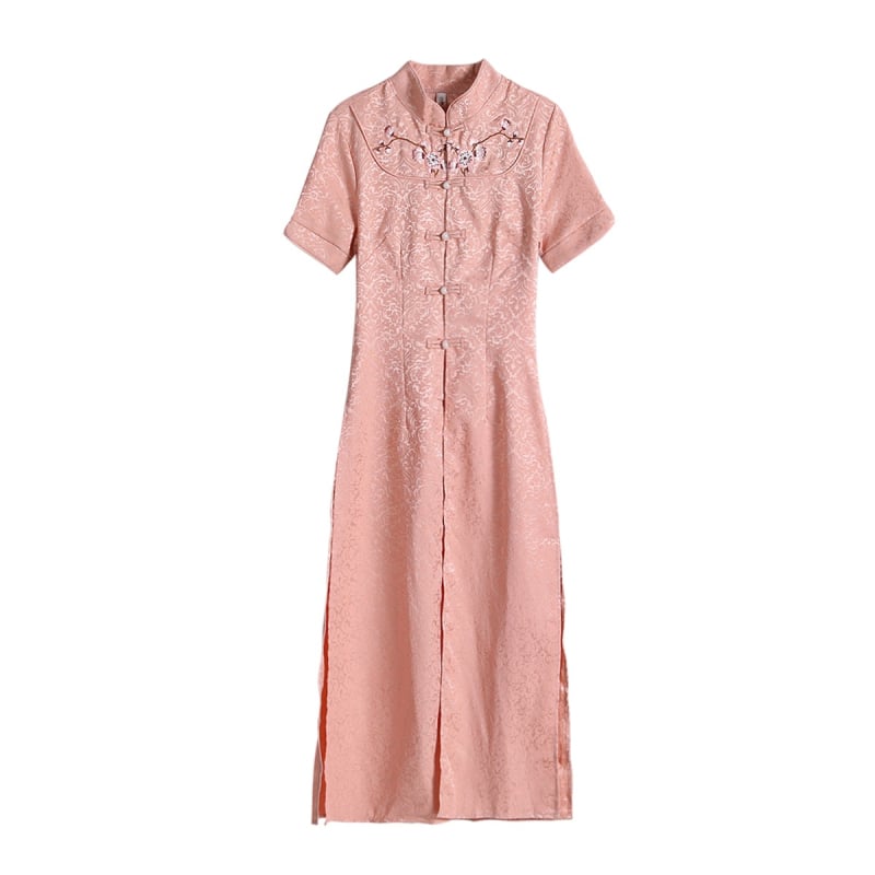 Cheongsam ruha, női kínai stílus, 2025 nyár, pamutfonal, fő anyag: kecskebőr