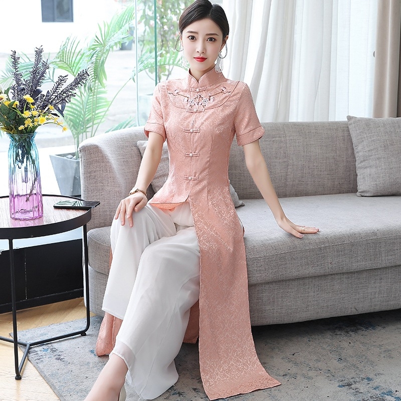 Cheongsam ruha, női kínai stílus, 2025 nyár, pamutfonal, fő anyag: kecskebőr