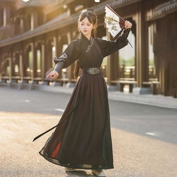 Uniszex Hanfu wuxia ifjúsági készlet – Kínai stílusú ősi ruha, Chenille anyag, Spandex 90-95%, Termékkód 1001418165