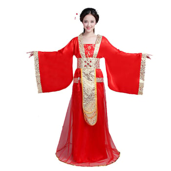 Kabukini Hanfu costum de scenă cu bronzare, amestec din bumbac și poliester, potrivit pentru spectacole obișnuite