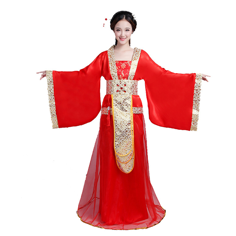 Kabukini Hanfu costum de scenă cu bronzare, amestec din bumbac și poliester, potrivit pentru spectacole obișnuite