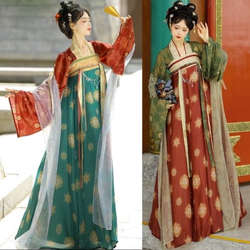 Hanfu Ruqun ruha, Tang stílus, palota ihletésű, hímzett chiffon, poliészter 30–50% / 50–70%, 2024 tavasz