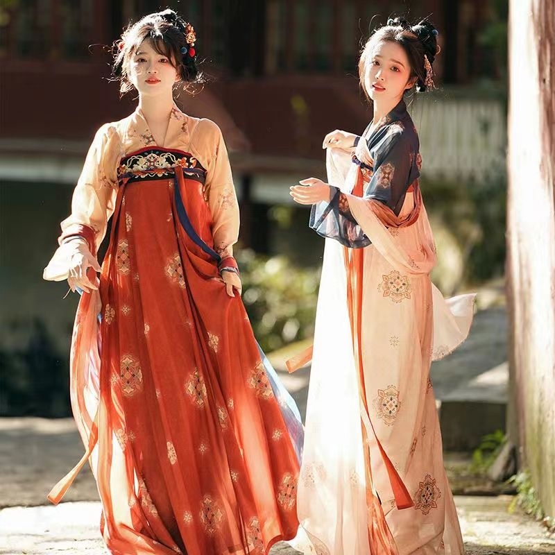 Ženska Hanfu haljina, chiffon, Batik, regenerirana vlakna celuloze 70–80%, druga komponenta 50–70%, Ljeto 2023