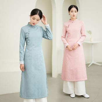 Kínai stílusú dzseki etnikus táncokra, pamutkeverék anyag, 80–90% pamut, vasalásmentes, szabályos ujjú, téli szezon 2023