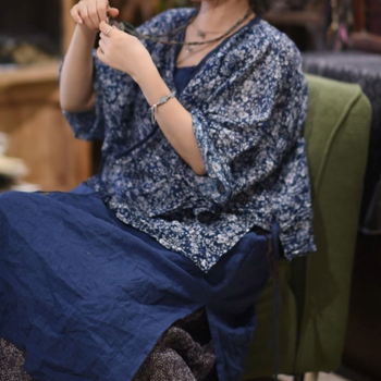 SN189 Szabad mintás len kardigán — casual, retro, nyár 2025, 95% len