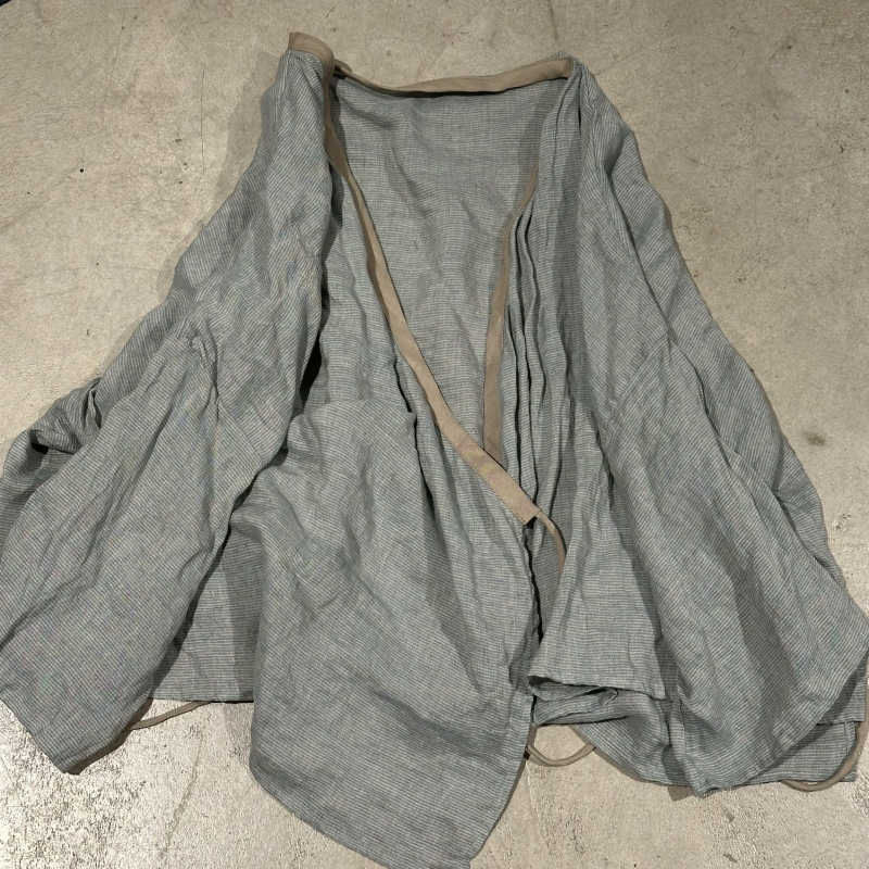 SN189 Szabad mintás len kardigán — casual, retro, nyár 2025, 95% len