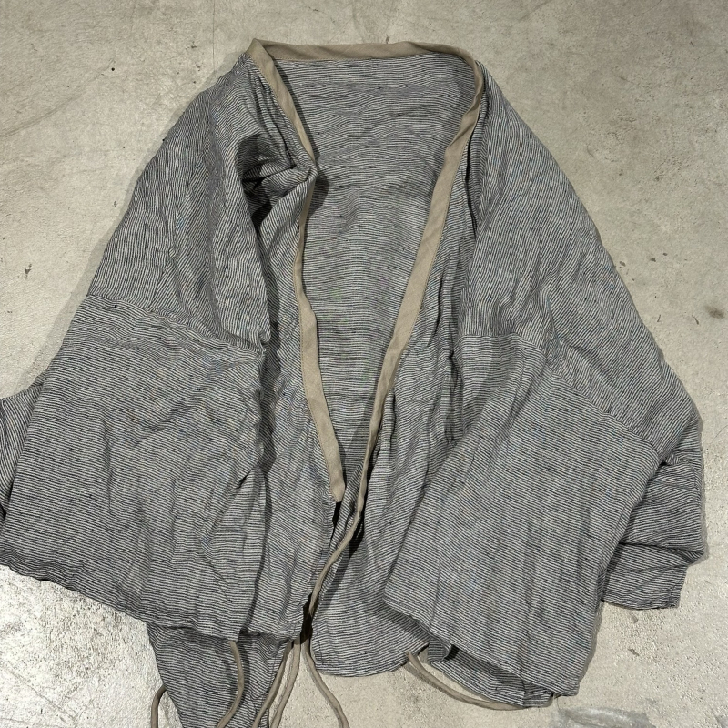 SN189 Szabad mintás len kardigán — casual, retro, nyár 2025, 95% len