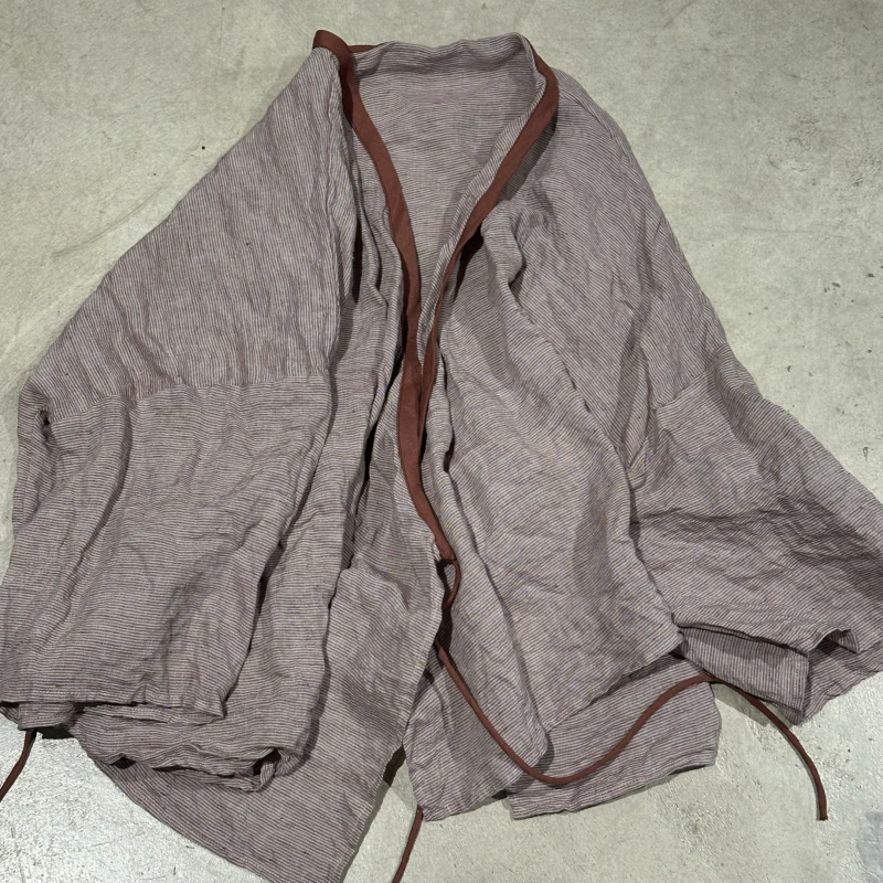 SN189 Szabad mintás len kardigán — casual, retro, nyár 2025, 95% len