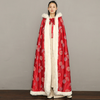 Hanfu cape, Chenille anyag, 50–70% poliészter, szőrme gallér, polár bélés