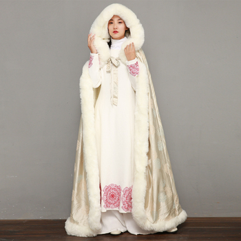 Hanfu cape, Chenille anyag, 50–70% poliészter, szőrme gallér, polár bélés