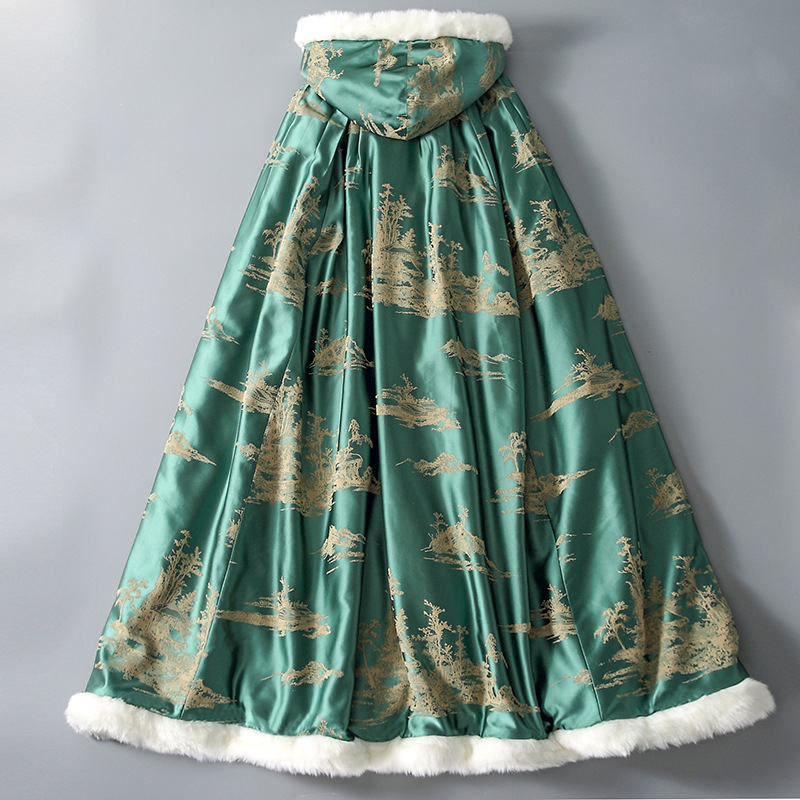 Hanfu cape, Chenille anyag, 50–70% poliészter, szőrme gallér, polár bélés