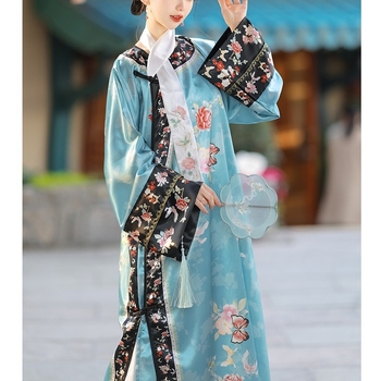 Hanfu zima 2023 – Poliester tiskani karirani uzorak, dvorski stil