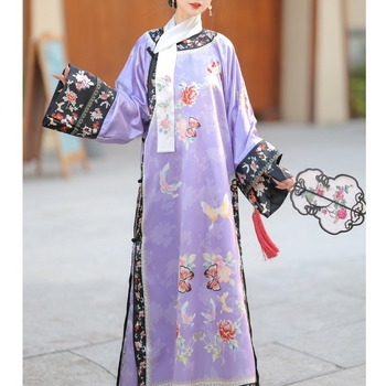 Hanfu zima 2023 – Poliester tiskani karirani uzorak, dvorski stil