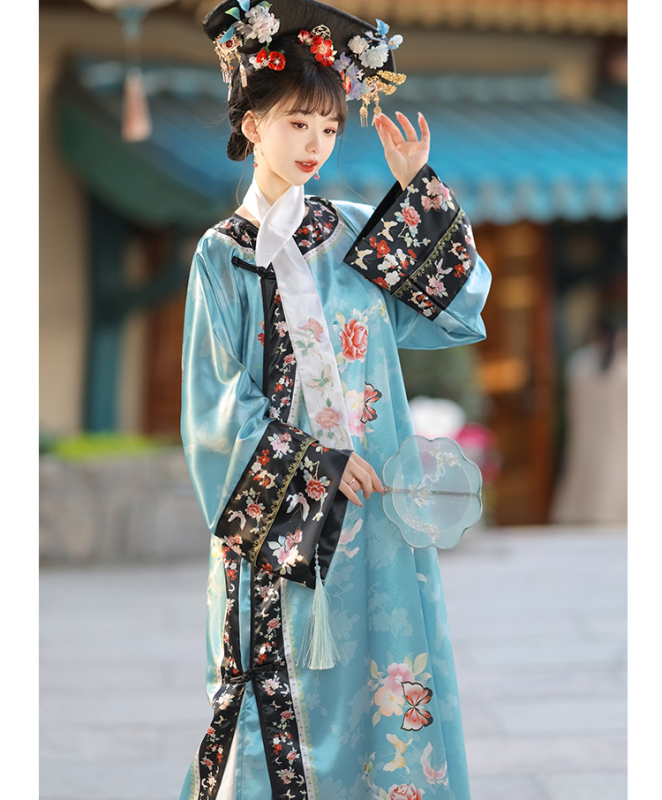 Hanfu zima 2023 – Poliester tiskani karirani uzorak, dvorski stil