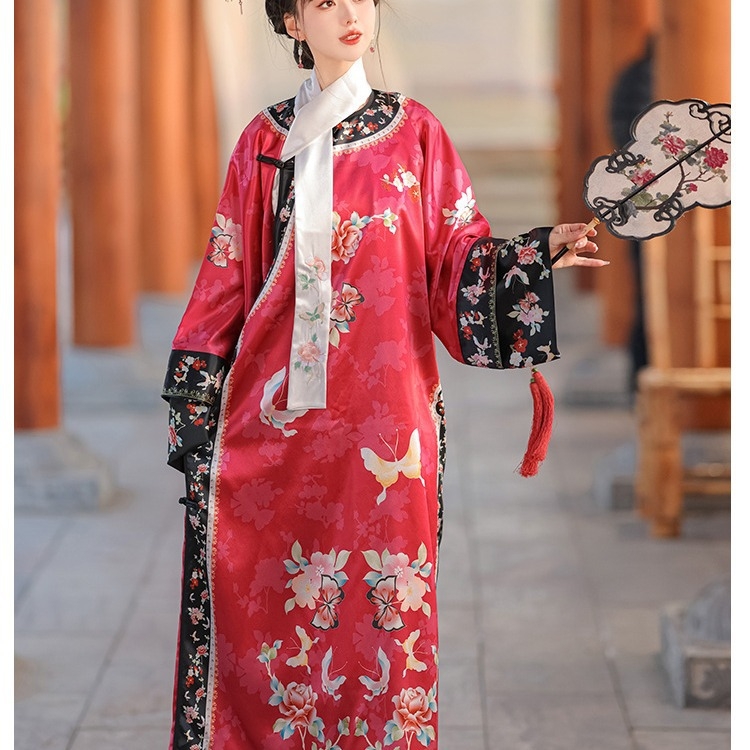 Hanfu zima 2023 – Poliester tiskani karirani uzorak, dvorski stil