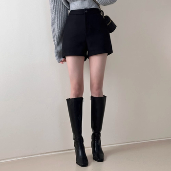 Дамски панталони с висока талия, три четвърти дължина, полиестер, микроеластични, плътен плат, урбан стил