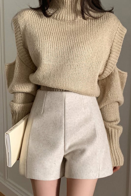 Зимни вълнени панталони с висока талия, свободна кройка и широки крачоли, А-линия