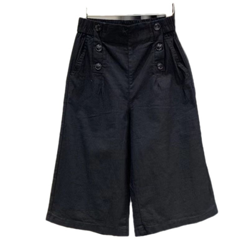 Pantaloni casual din bumbac pentru femei, croi larg, talie înaltă, lungime crop, material subțire