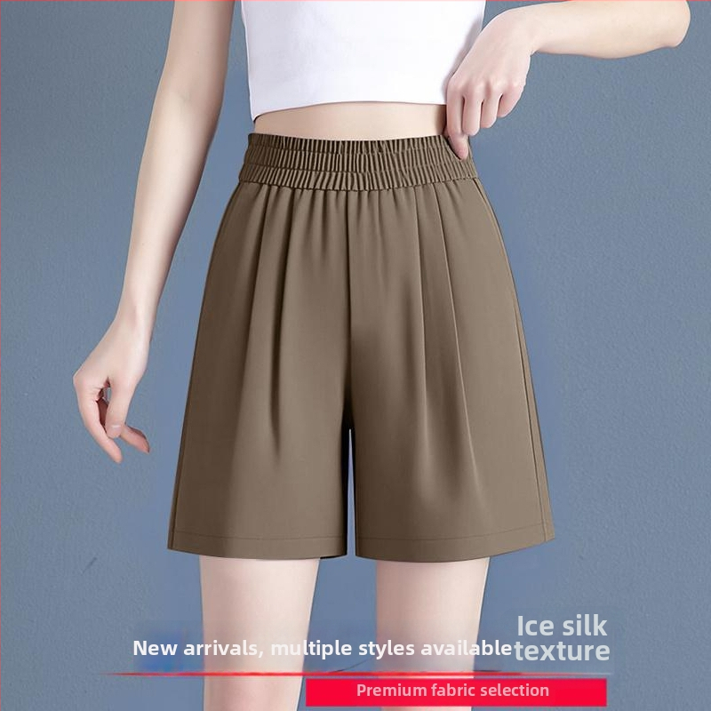 Ice Silk randade šortid naistele, suveks õhuke, vaba lõige, siregd laiade jalgadega, keskmine talje, 95% polüester, mikroelastsus