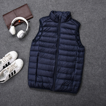 Мъжка полиестерова жилетка, тесен силует, стояща яка, странични джобове, зимна употреба