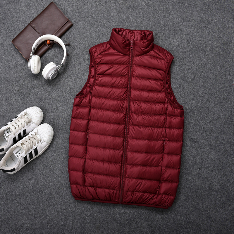 Мъжка полиестерова жилетка, тесен силует, стояща яка, странични джобове, зимна употреба