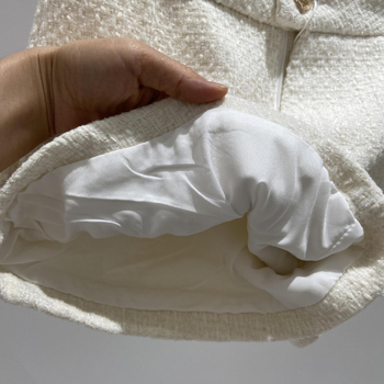 Șorturi pentru femei cu talie înaltă din tweed, croială largă, țesătură poliester 95%+