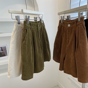 Pantaloni casual evazați pentru femei, lungime 3/4, țesătură poliester-lână, cu buzunare