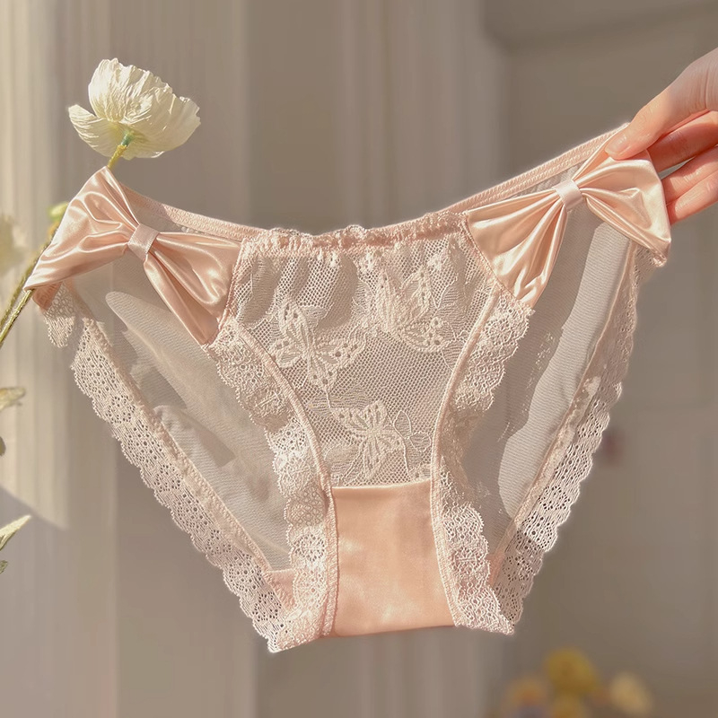Ženske nylon kratke gaćice s pamukom u preponi, srednji struk, uzorak mašnice, prozračne i podižu stražnjicu