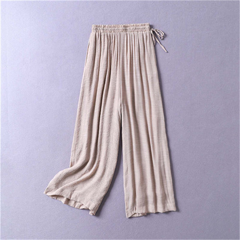 Kínai stílusú teás ruházati készlet: laza szabású pamut felső és széles lábú nadrág folk táncra, 2024 tavasz