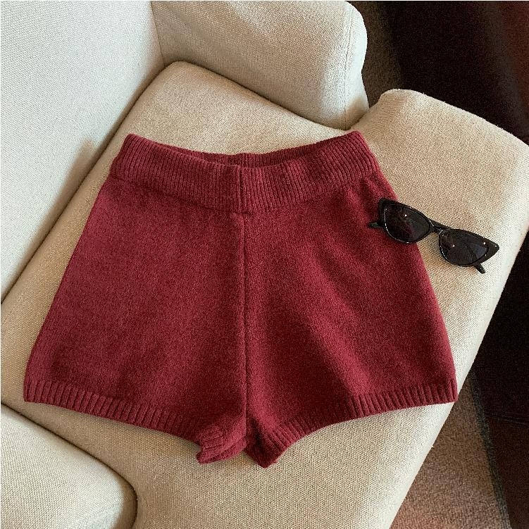 Висока талия плетени шорти – полиестер 95%+, спандекс до 30%, къси, висока еластичност, умерена дебелина