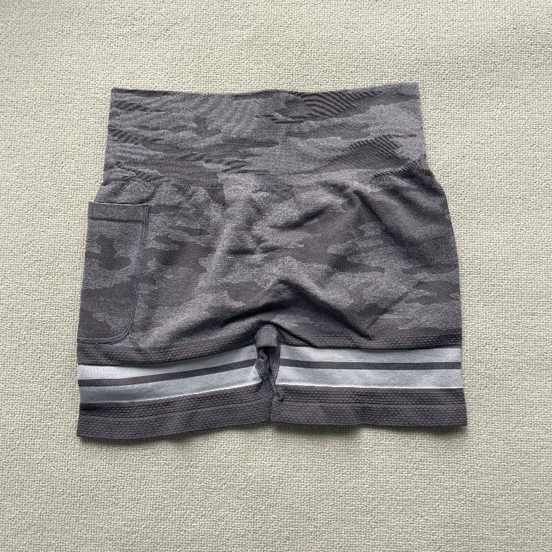 Женски йога шорти с 3/4 дължина, безшевни странични джобове, смеси найлон-спандекс-полиестер (57% найлон, 8% спандекс, 35% полиестер), за йога и спорт на открито