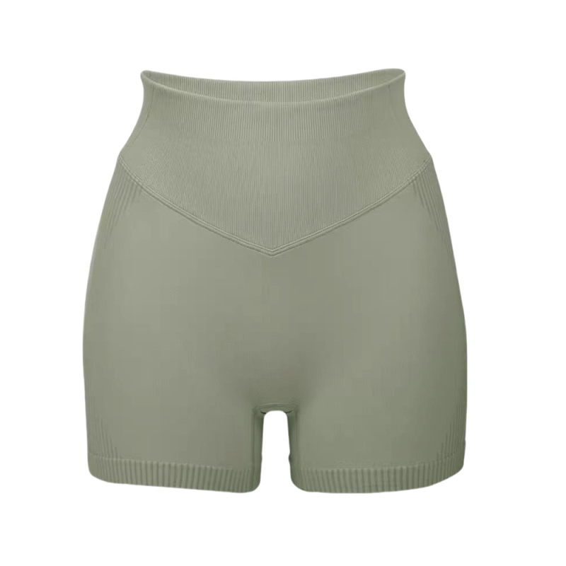 Bezšivne šorceve za jogu visokog pojasa, prozračne i upijaju znoj, duljina tri četvrtine, unutarnji šav 3,5 inča, sastav: 92% najlon / 8% spandex, lifting i oblikovanje
