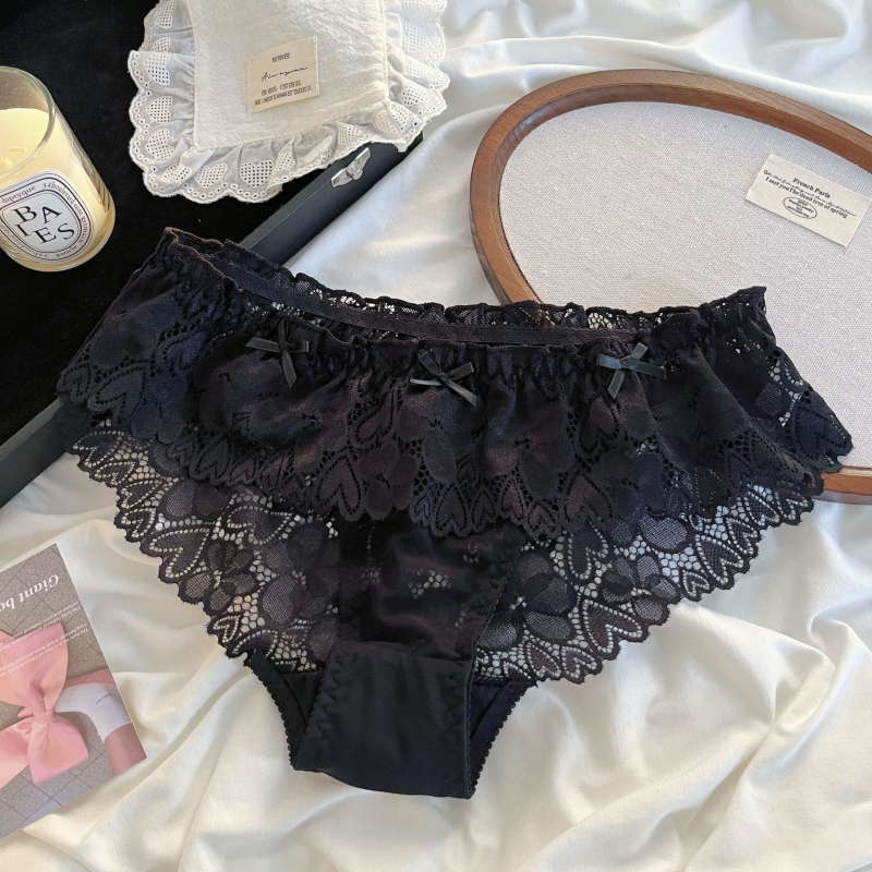 Chiloți din dantelă pentru fete, respirabili și uscare rapidă, talie medie, material principal: nailon 90-95%, căptușeală în zona croților: bumbac