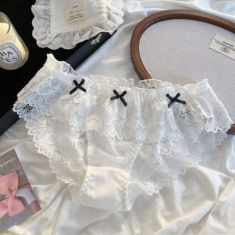 Chiloți din dantelă pentru fete, respirabili și uscare rapidă, talie medie, material principal: nailon 90-95%, căptușeală în zona croților: bumbac