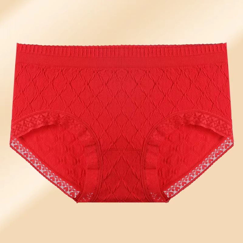 Ženske bezšivne gaćice od najlona, srednji struk, pamuk podstava u području prepona, prozračna jacquard tkanina, jedinstveni jednobojni uzorak, pogodne za sve sezone