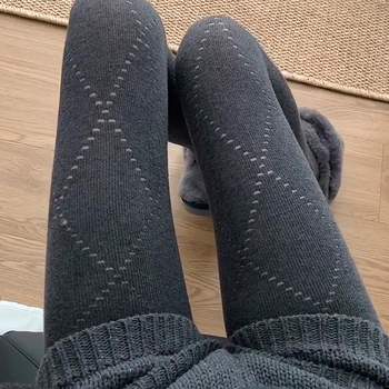 Leggins s dijamantnom mrežom za jesen-zimu, visoka elastičnost, oblikovanje tijela, pamuk 70-80%