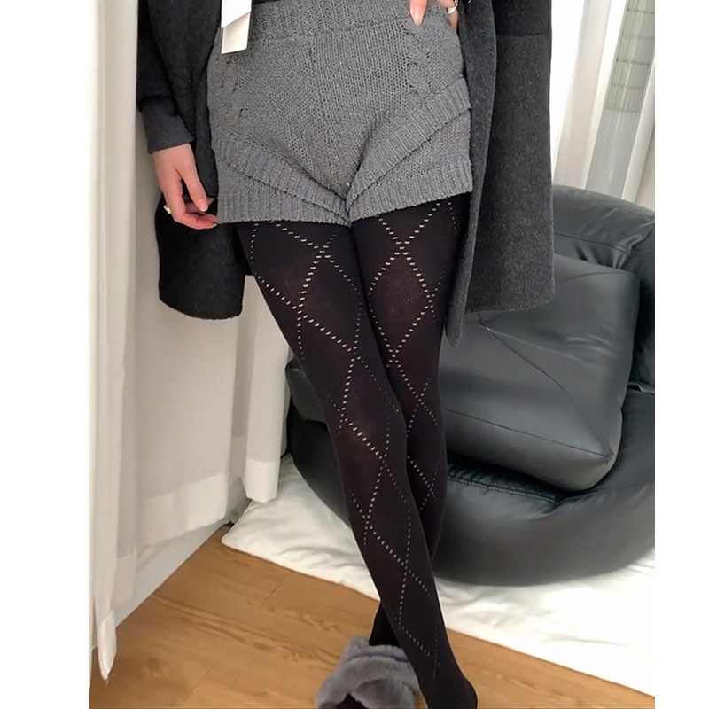 Leggins s dijamantnom mrežom za jesen-zimu, visoka elastičnost, oblikovanje tijela, pamuk 70-80%