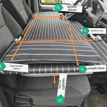 L6F Saliekamā automašīnas gulta – priekšējās sēdvietas guļvieta, universāls auto matrac, Materiāls: Flocking; Automātiska uzpūšana