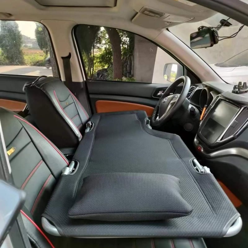 L6F Сгъваемо автомобилно легло – спално решение за предно място в колата, универсален авто матрак, Материал: флокинг; Автоматично надуване