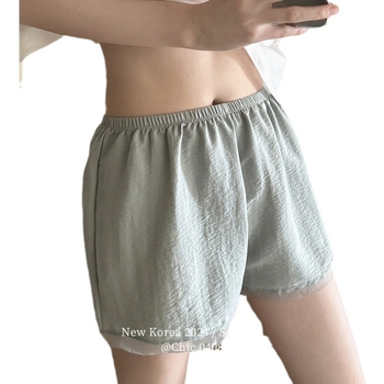 Drošības bikses ar mežģīņu malām, elpojošs šifona audums (90% poliesters), vidukļa vidus, vienkāršs audums, aizsardzība pret caurspīdīgumu