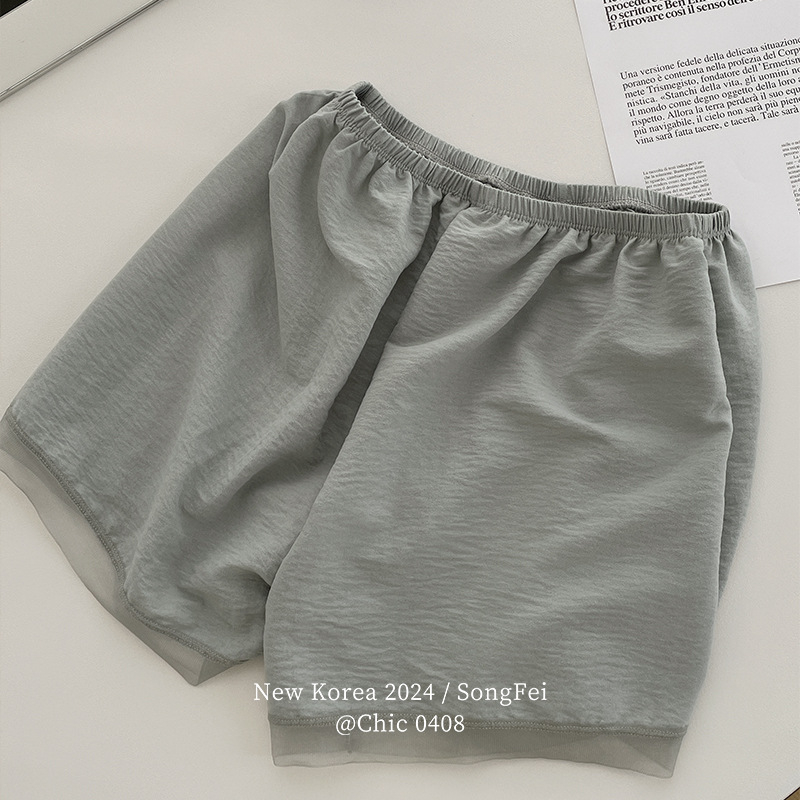 Drošības bikses ar mežģīņu malām, elpojošs šifona audums (90% poliesters), vidukļa vidus, vienkāršs audums, aizsardzība pret caurspīdīgumu