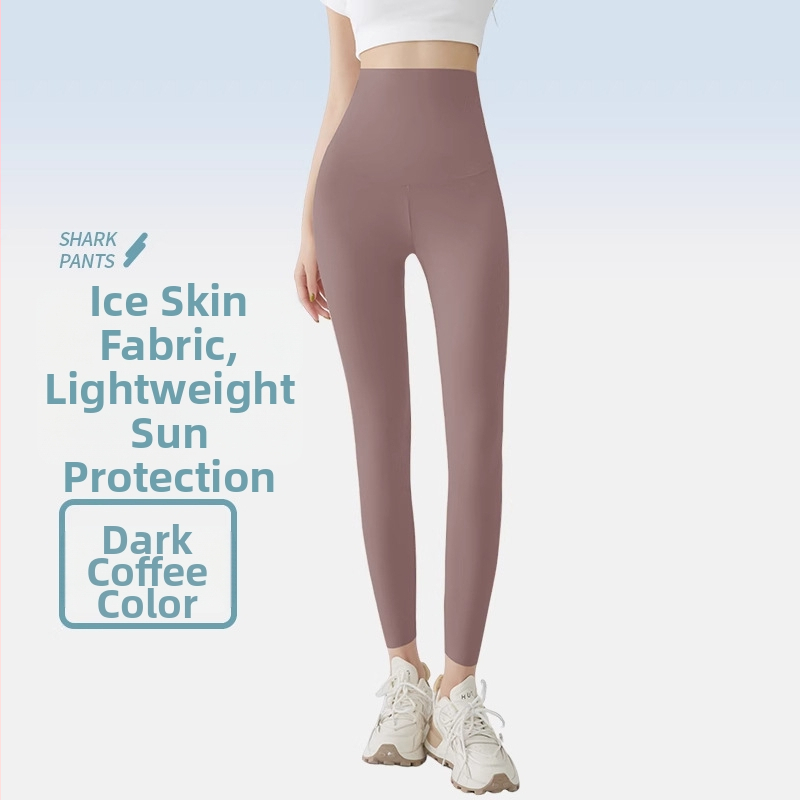Shark legginiai jogos, 70–80% nailono ir spandekso mišinys, plonas audinys, 3D raštas, cropped ilgis, siauras kirpimas, vasara 2025