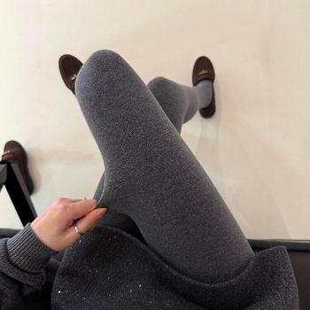 Памучни дамски колготки за есенно-зимния сезон, анти-закачане, лека компресия, с чорапчета, еднотонни, 80–90% памук