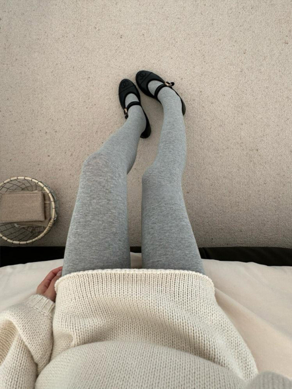 Памучни дамски колготки за есенно-зимния сезон, анти-закачане, лека компресия, с чорапчета, еднотонни, 80–90% памук