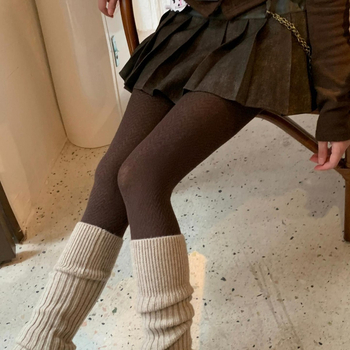 Καλσόν με πόδια, ιαπωνικού στυλ, μείγμα μαλλιού-ναιλον, παχυνμένα, μονόχρωμο σχέδιο, κατάλληλο για χειμώνα, άνοιξη και φθινόπωρο