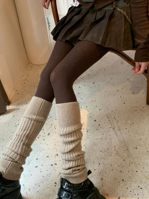 Καλσόν με πόδια, ιαπωνικού στυλ, μείγμα μαλλιού-ναιλον, παχυνμένα, μονόχρωμο σχέδιο, κατάλληλο για χειμώνα, άνοιξη και φθινόπωρο