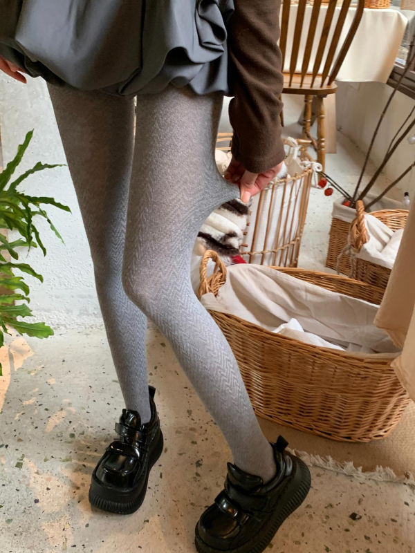 Καλσόν με πόδια, ιαπωνικού στυλ, μείγμα μαλλιού-ναιλον, παχυνμένα, μονόχρωμο σχέδιο, κατάλληλο για χειμώνα, άνοιξη και φθινόπωρο